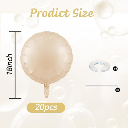 20PCS Nude Round Shaped Balloons, 18inch Retro Apricot Giant Round Aluminum - Image 2