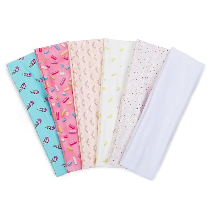 TERSE Fashion Headbands for Short Hair Non-Slip Elastic Floral Hairbands, Soft Fabric 2 Inches Thick Cute Head Accessories for Women and Girls