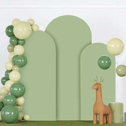 FANPROMS Sage Green Wedding Arch Cover Set of 3 Spandex Fitted Arch Backdrop by FANPROMS