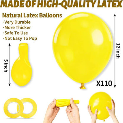 110pcs Yellow Balloons 12 Inch - Image 3