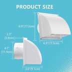 5 Inch Dryer Wall Vent Cover, HG Power Metal Wall Vent Cap Outside with Removable Screen & Cushioned Non-Return Flap for Home Wall, Air Condition, Range Hoods, Kitchen (White)