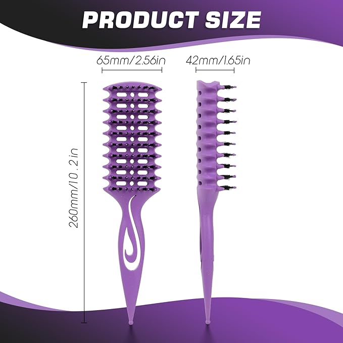 Candy Brush Curl Defining Vented Hair Brush for Effortlessly Blow Drying Detangling and Shaping and Styling, Airflow Wet Hair Brush for All Hair Types for Women and Men, Anti-Pull & Frizz, Purple