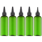 Tekson Hair Color Applicator Bottles, 5 Pack Refillable Squeeze Bottle, Empty Plastic Twist Top Cap Bottles (3.4 OZ, Green)