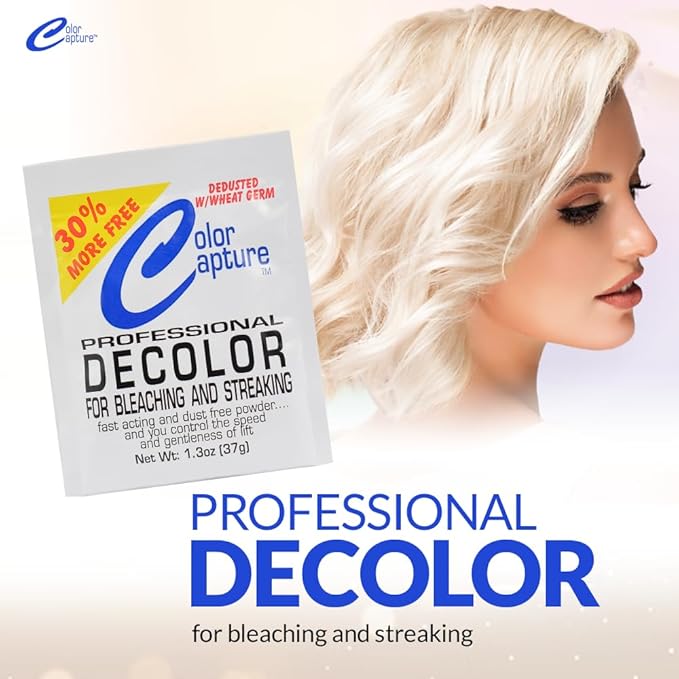 Decolor - Hair Bleach Powder for Bleaching & Streaking, Blue (1.3 Oz Pack of 12)