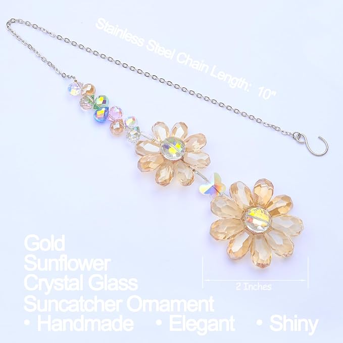 Crystal Flower Suncatcher Hanging Ornament, Rainbow Maker Window Sun Catcher - Image 2