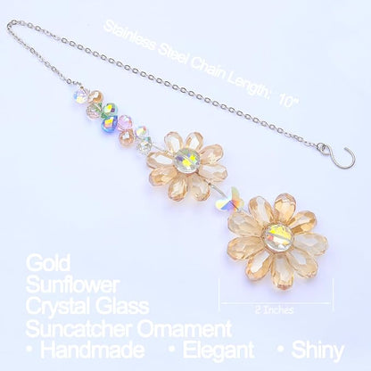 Crystal Flower Suncatcher Hanging Ornament, Rainbow Maker Window Sun Catcher - Image 2