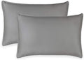 Queen Pillowcases by Pure Bamboo, Genuine 100% Organic Viscose Derived from Bamboo, Luxuriously Soft & Cooling, Double Stitching, Envelope Closure (2 Queen Pillowcases, Stone Grey)