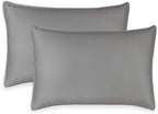 Queen Pillowcases by Pure Bamboo, Genuine 100% Organic Viscose Derived from Bamboo, Luxuriously Soft & Cooling, Double Stitching, Envelope Closure (2 Queen Pillowcases, Stone Grey)
