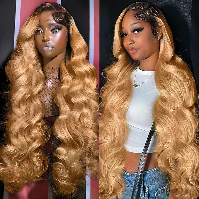 AMIRTY 200% density 13x6 Honey Blonde Lace Front Wigs Human Hair 13x6 Body Wave Lace Front Wig Human Hair Wigs for Women Ombre HD Transparent Lace Frontal Wig 22 inch