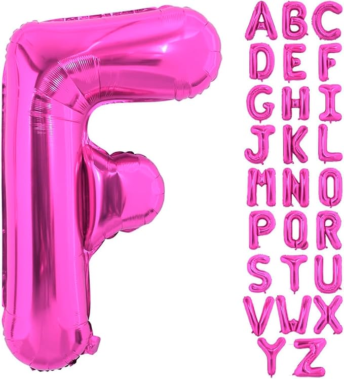 Hot Pink Letter F Balloons, F Letter Balloon 40 Inch Foil F Balloon | Hot Pink by BBPOOL