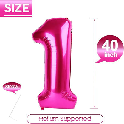 1 Balloon - Hot Pink Birthday Number Balloons, 40 Inch Party Decorations | Hot - Image 5