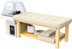 Hair Washing Head Spa Stationary Massage Table with Water Cycle & Fumigation Salon Equipment for Beauty Head Spa Physical Therapy Massage, Wood Frame, PU Leather - Beige Gray