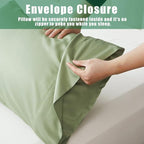 TELUS Green Pillow Cases Standard Size 2 Pack, Bamboo Rayon Cooling Pillowcases with Envelope Closure, Cool Breathable Pillow Cover for Hot Sleepers & Night Sweats, 20x26 inch