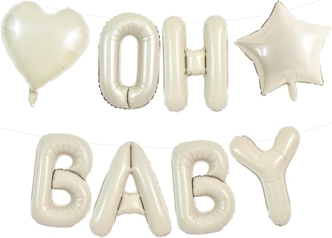 TONIFUL 16 Inch Cream White OH BABY Letter Balloon, OH BABY Ivory White by TONIFUL