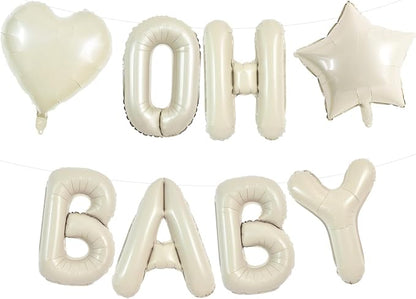 TONIFUL 16 Inch Cream White OH BABY Letter Balloon, OH BABY Ivory White by TONIFUL