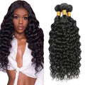 Water Wave Bundles Human Hair Color 1B Bundle Brazilian Virgin Soft and Silky Remy Hair 3 Bundles 24 26 28 Inch Niegmeag Natural Black Wet and Wavy Bundle Double Weft Hair Weave 300g