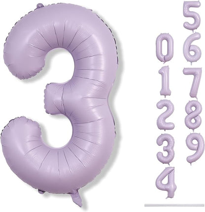 Large Dusty Pastel Purple 3 Balloons, 40 Inch Giant Light Purple Helium Mylar by Lingqiang
