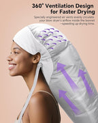 Hair Dryer Bonnet Attachment – 28.5" XL Hooded Dryer Cap for Faster Drying & Deep Conditioning, Extra-Large Space Fits Thick, Curly Hair & Styling Tools (Silver, Extra Large)