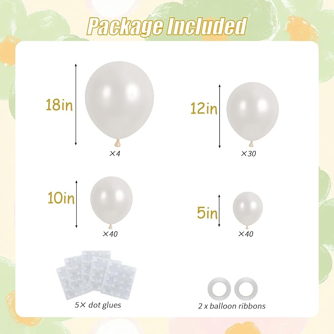 114pcs Pearl White Balloons Different Sizes, 18 12 10 5 inch Pearl Balloons | - Image 2