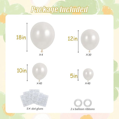 114pcs Pearl White Balloons Different Sizes, 18 12 10 5 inch Pearl Balloons | - Image 2