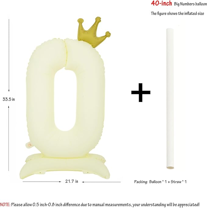 Standing White Crown Number 0 Balloon 40In Retro White Crown 0 Balloon | - Image 2