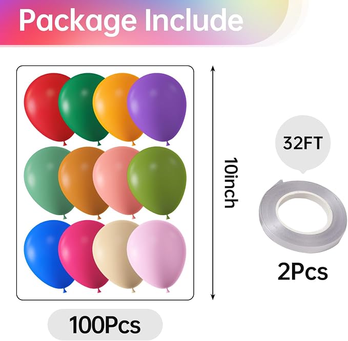 10 Inch Rainbow Balloons - Image 2