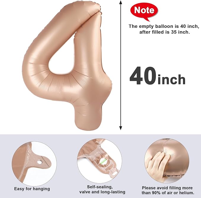 4 Balloon Number 40 Inch Light Brown Balloons - Image 5