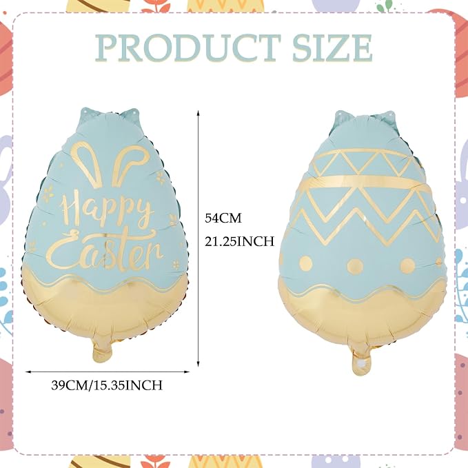 2Pcs Large 21.25 Inch Easter Eggs Balloons - Image 2