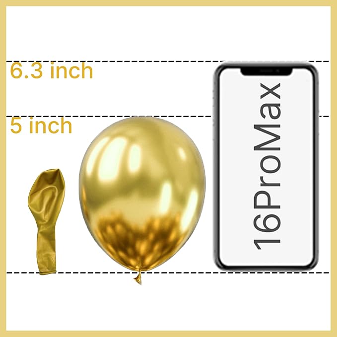 PartyWoo Metallic Gold Balloons 50pcs Chrome Gold Color 5 Inch | Balloons - Image 2