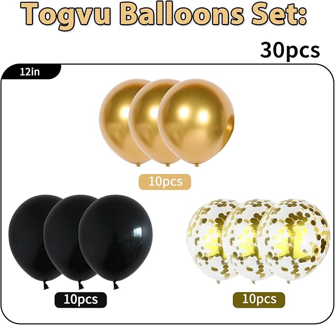 Black and Gold Confetti balloons - Image 2