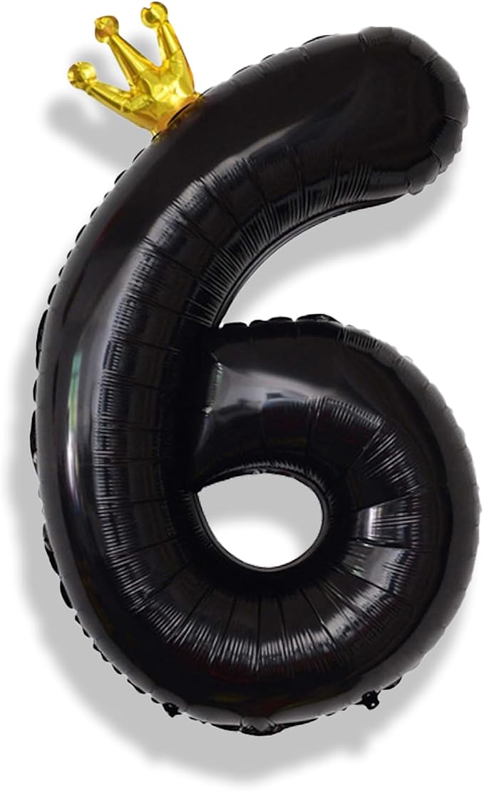 Large Number 6 Balloons, Crown Self Inflating 0-9 Set Balloons by Isndare