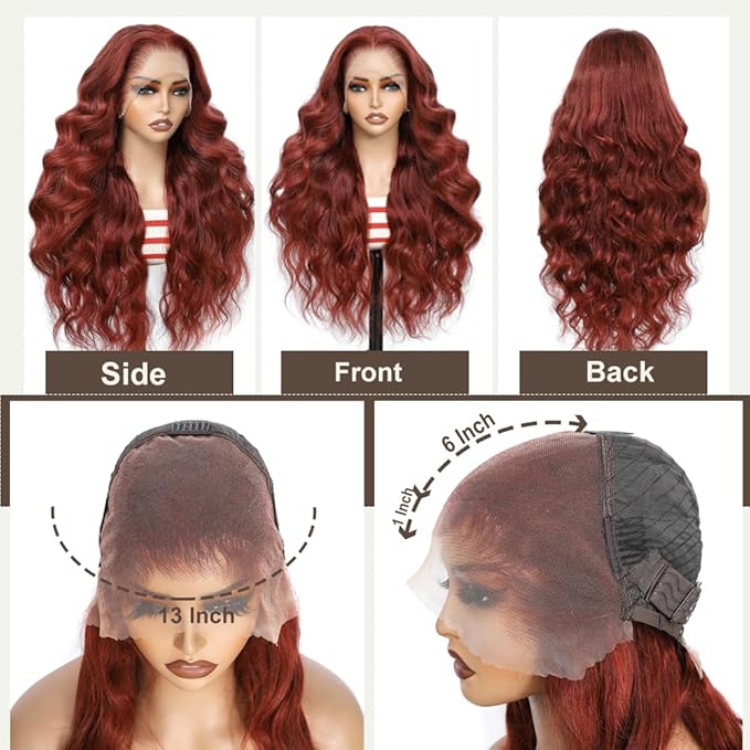 BVH 22 Inch Reddish Brown 13x6 Lace Front Wigs Human Hair Body Wave Wigs Human Hair 200 Density Hd Lace Frontal Wigs M Hairline 33# Brown Wigs (13x6 Reddish Brown Lace Front Wigs Human Hair, 22 a1)