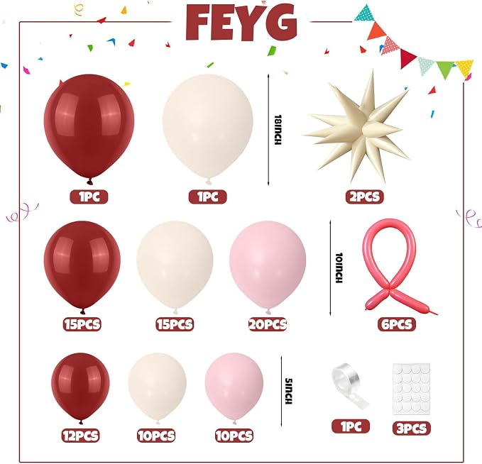 Retro Red Dusty Pink Balloon Arch Kit - Image 2