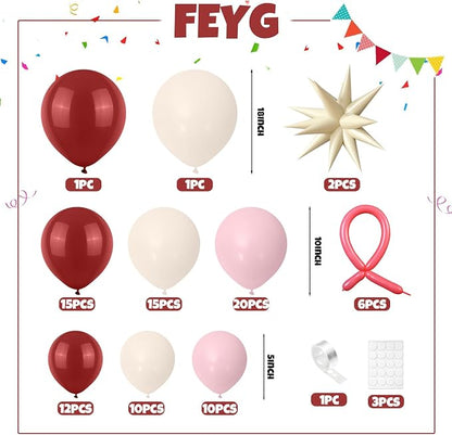 Retro Red Dusty Pink Balloon Arch Kit - Image 2