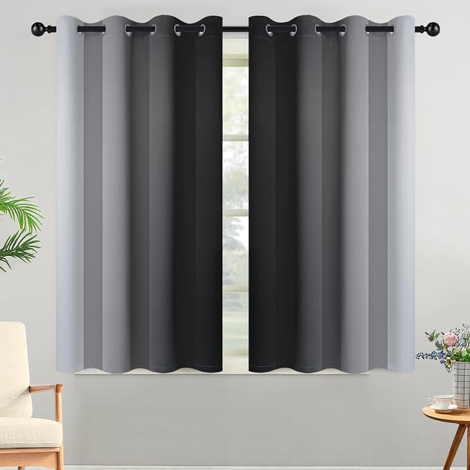 Yakamok Ombre Curtains Black and Greyish White - Image 2