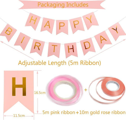 Happy Birthday Banner, Rose Gold Birthday Decoration - Image 2