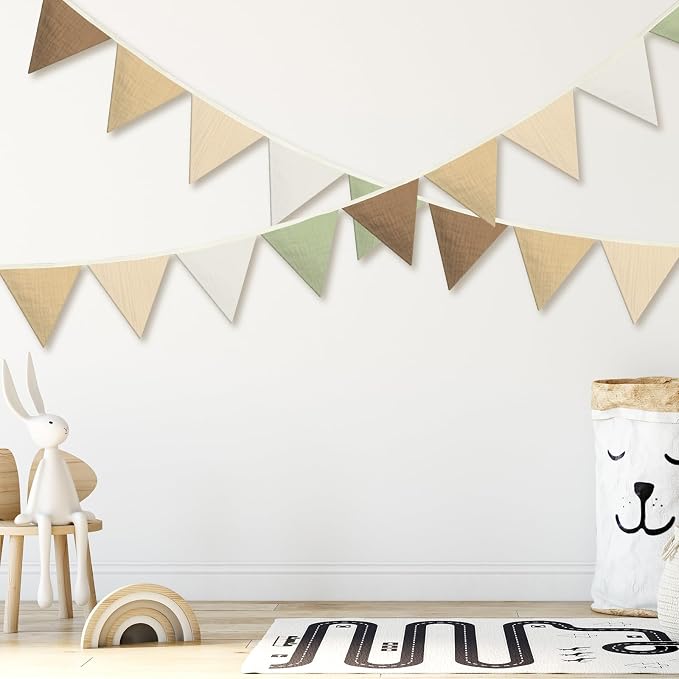 Oudain 2 Pcs Pennant Banner Flags Nursery Garland Triangle Bunting Flags - Image 3
