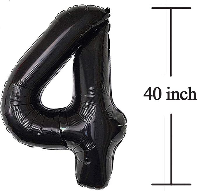 Jonhamwelbor 40 Number Balloons Black Giant Jumbo Big Large 40 Foil Mylar - Image 2