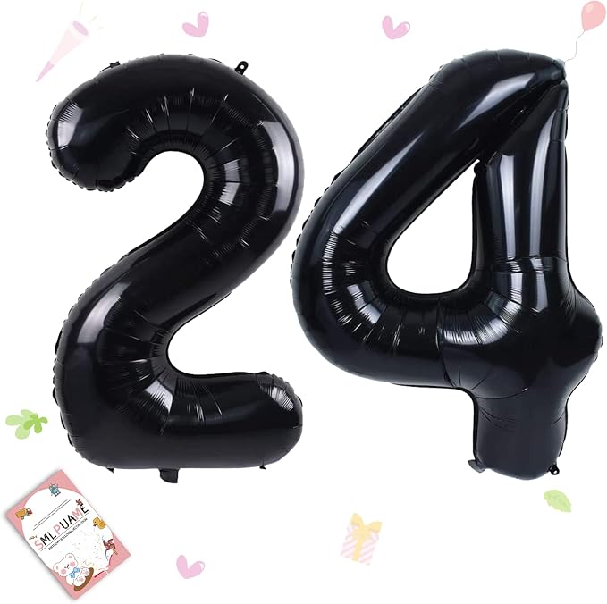 40 inch Number Balloon 0-9 Black Large Number 24 Balloons, Digital Balloons by Smlpuame