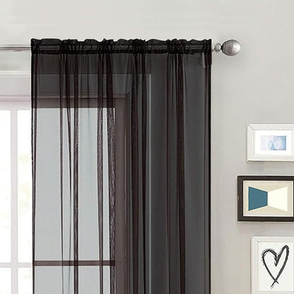 SpaceDresser Basic Rod Pocket Sheer Voile Window Curtain Panels White 1 Pair 2 - Image 4