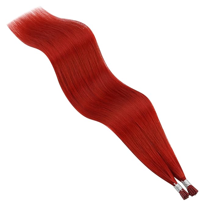 YoungSee Red Hair Extensions I Tips 20 Inch Colored I Tip Extensions Human Hair Red 25s 25g Itip Hair Extension Real Human Hair Colorful Remy Hair Diy Hair-Extension