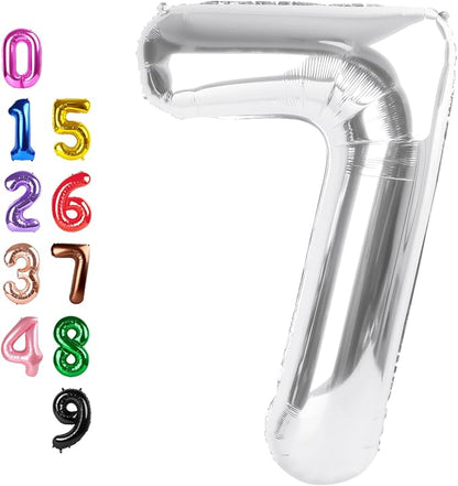 Number Balloons Silver 7 Balloon 40 inch by Enyeopd
