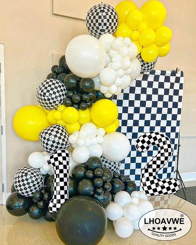 LHOAVWE Checkered Number 6 Balloons 40 Inch Giant Race Car Checkered 6 Balloons - Image 4