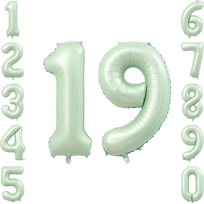 Olive Green Number 19 Balloon 40 Inch, Backdrop by Unknown