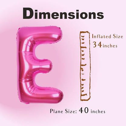 SUWEN 40 Inch Hot Pink Large E Letter Balloons Big Foil Helium Letter A-Z | - Image 4