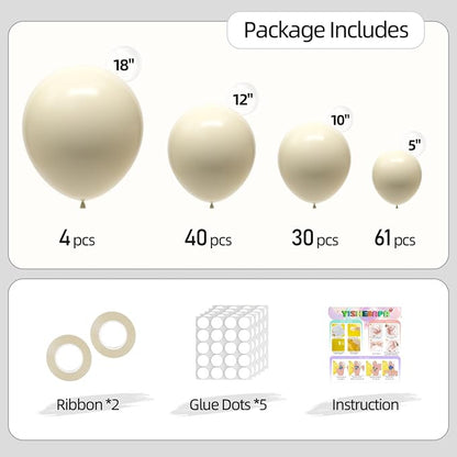 135pcs Sand White Balloon Garland Kit Different Sizes of 18 12 10 5 Inch Cream - Image 2