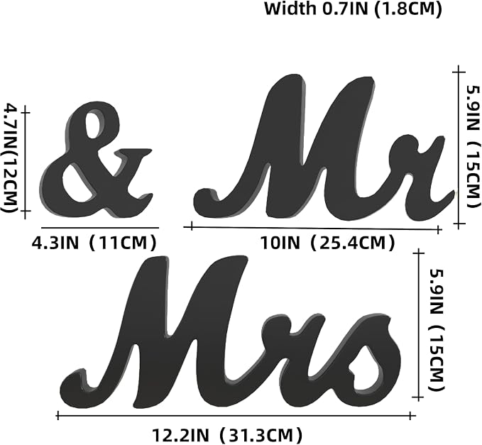 VIOPVERY Wooden Mr & Mrs Wedding Sign - Image 2