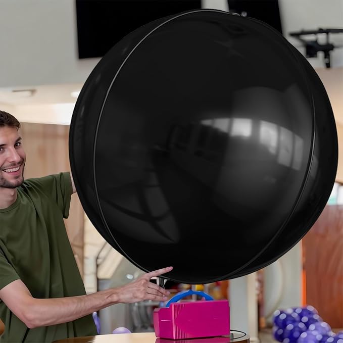 50 Inch Giant Black Round Foil Balloons - Image 4