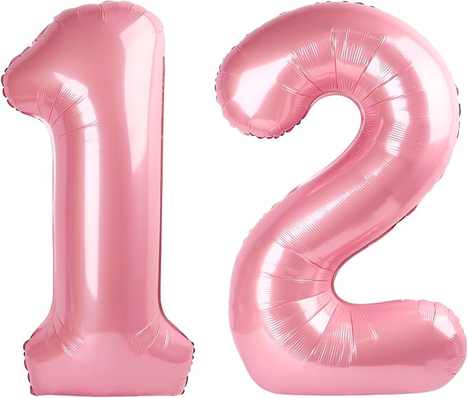 12 Balloon 40 inch Pearl Pink Number Balloons by Enyeopd