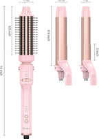 Farery 3-in-1 Interchangeable Automatic Rotating Curling Iron & Thermal Brush Set, 1'' /1.25'' Curling Iron, Automatic Hair Curler with 1.5'' Heating Round Curling Brush, 3 Temps Adjustable 300-410°F